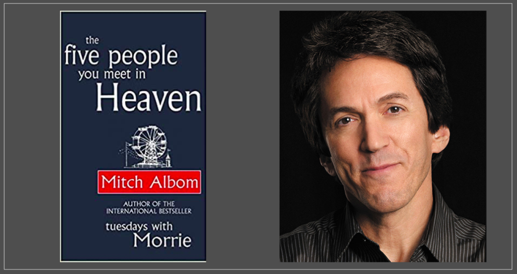 Mitch Albom, the author with cover of his book 'The Five People You Meet In Heaven'