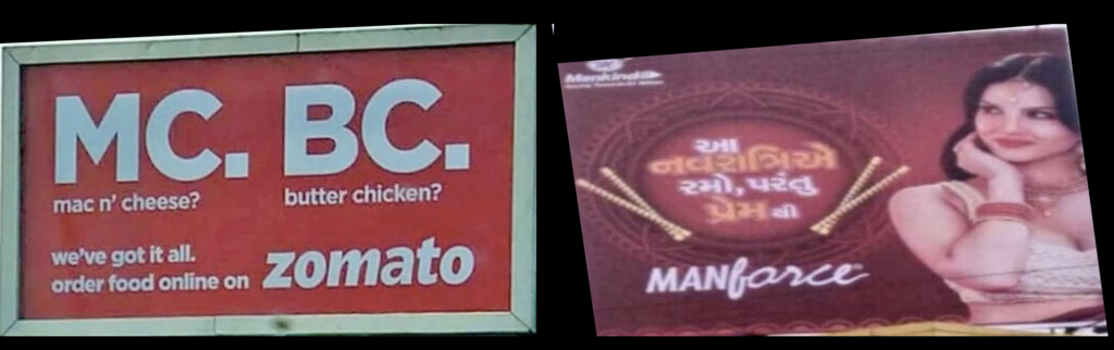 ZOMATO and MANKIND PHARMA ads with double meaning