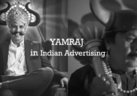 A picture showing how Indian advertising depicts Yamraj- the lord of death