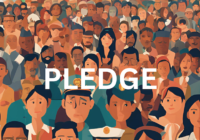 A MASS OF PEOPLE TAKING PLEDGE