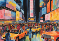 Times square and advertising in a happy space